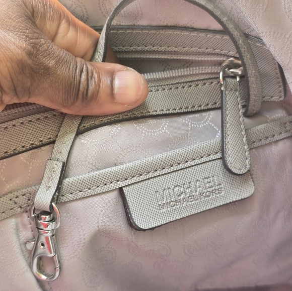 $298 Michael Kors Signature Tote Handbag Jetset Studded Women Leather Gray Rare - Picture 14 of 16